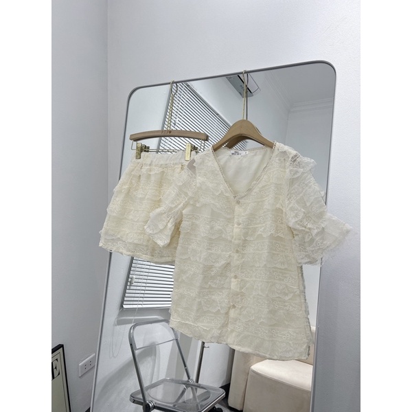 [S246]Set Ren Tầng MPB Hàng 2 Lớp Chân Váy Có Lót Quần Kèm Ảnh Thật Video