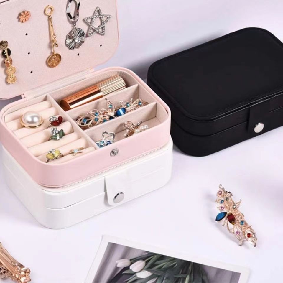 Hộp Đựng Trang Sức Cầm Tay Da PU Du Lịch Tiện Lợi, Dung Tích Lớn Đựng Được Nhiều Nữ Trang, Phụ Kiện, Dễ Dàng Mang Theo
