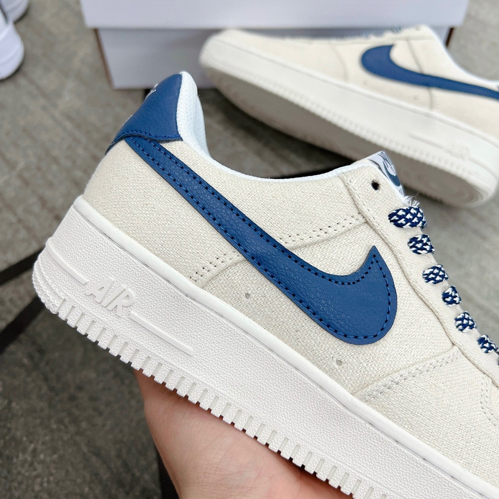 Giày_Nike Air Force 1 canvas navy màu be Dế Phối Đồ , Giày AF1 Trắng Nam Nữ Đế Air Bản Chuẩn Đủ Size 36-43