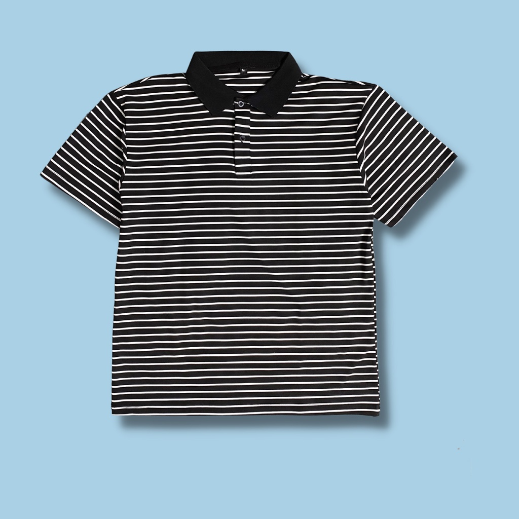 Áo POLO Tay Ngắn Nam Nữ Dáng Suông Họa Tiết Kẻ Sọc Màu Sắc Đơn Giản Thời Trang Mùa Hè Dành Cho Nam Nữ