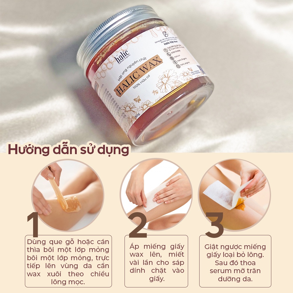 Sáp wax lông Halic Organic 350G wax lông nách, chân tay, an toàn hiệu quả tại nhà