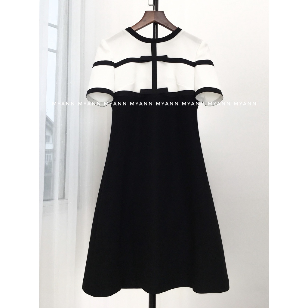 (new collection) Váy SIANI phối đen trắng dáng suông MyAnn, trẻ trung thanh lịch