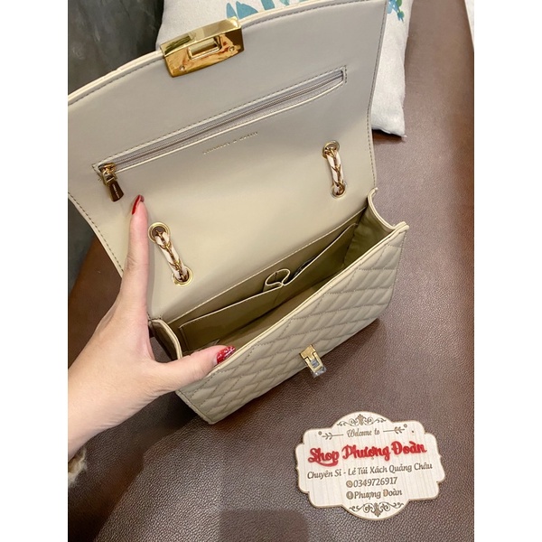 Túi xách nữ đeo chéo C.N.K ô trám to kẹp nách công sở 24cm