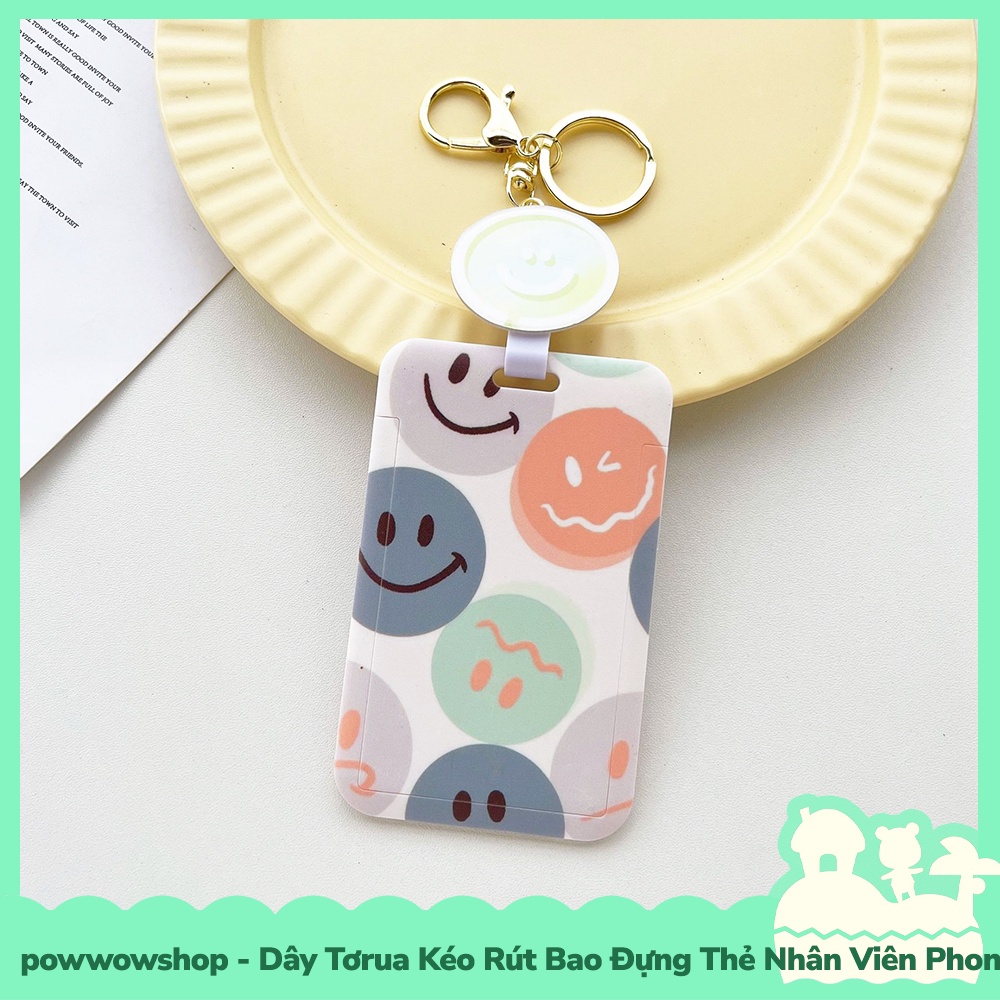 [Sẵn VN - Hỏa Tốc] Tơrua Dây Kéo Rút Bao Đựng Thẻ Nhân Viên Nhựa PC Phong Cách Smile Face