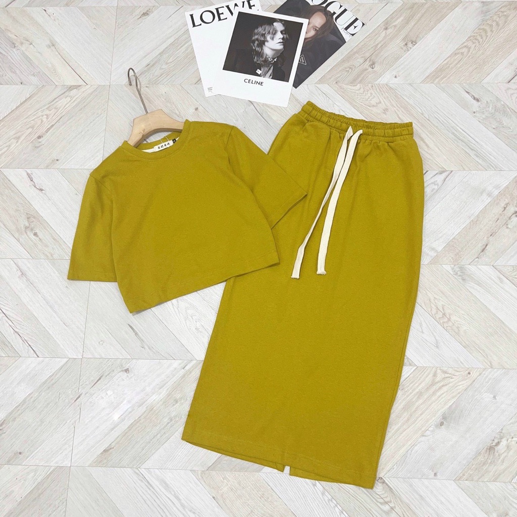 Set áo + chân váy cotton khô 4 màu siêu xinh full size SMLXL Jullie.De' Clothing