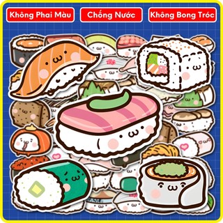 Bộ sticker sushi mèo dễ thương 32 hình - sticker dán laptop, bình nước, sổ tay, mũ bảo hiểm...
