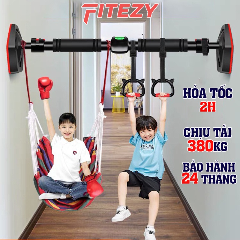 Xà đơn gắn cửa treo tường FITEZY đa năng có thước thăng bằng và chốt chống xoay Gym 2022