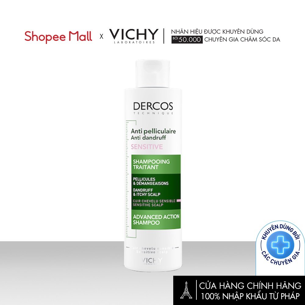 Dầu gội giúp sạch gàu và làm dịu da đầu ngứa - dành cho da nhạy cảm Vichy Dercos AntiPelliculaire 200ml