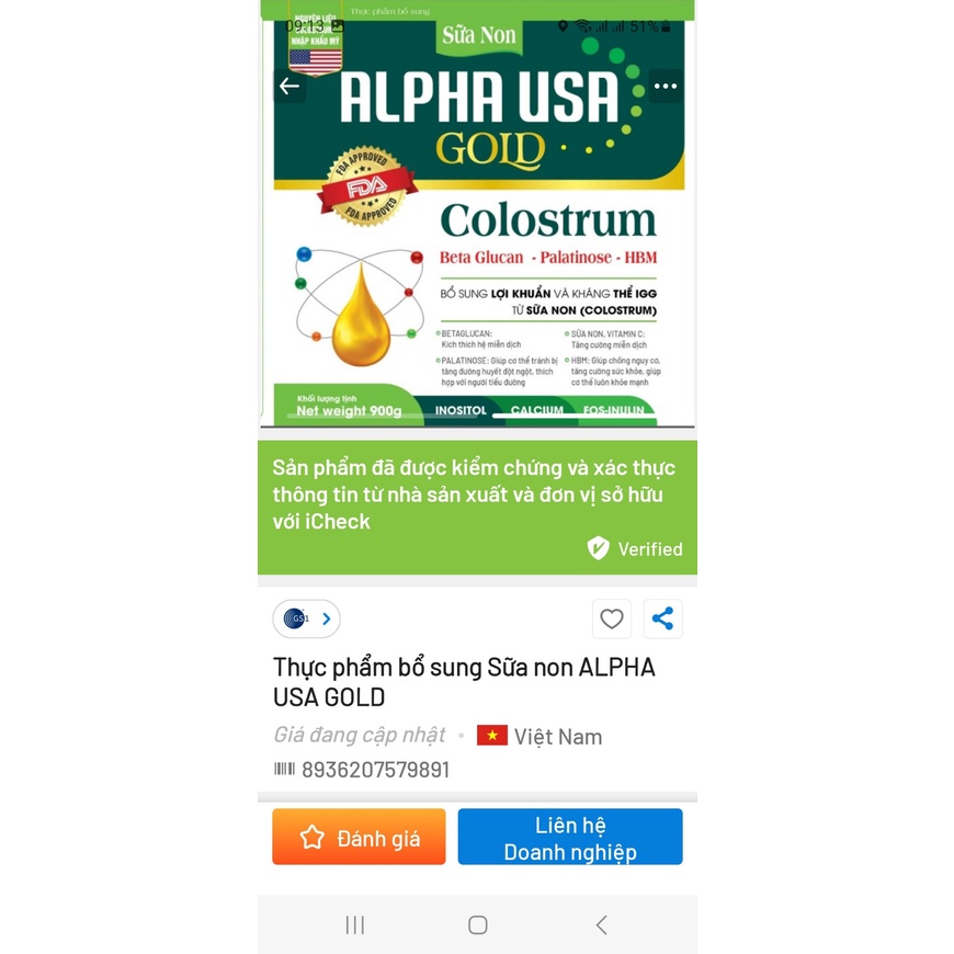 Sữa non Alpha USA Gold Colostrum )