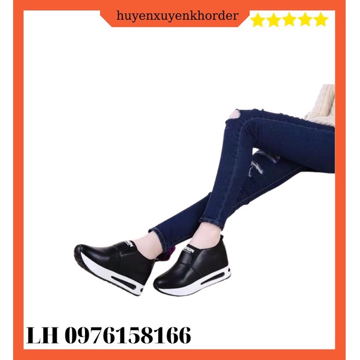 Giầy thể thao đế độn nâng chiều cao 6cm nữ chất da mịn đế nhẹ - Hàng ORDER