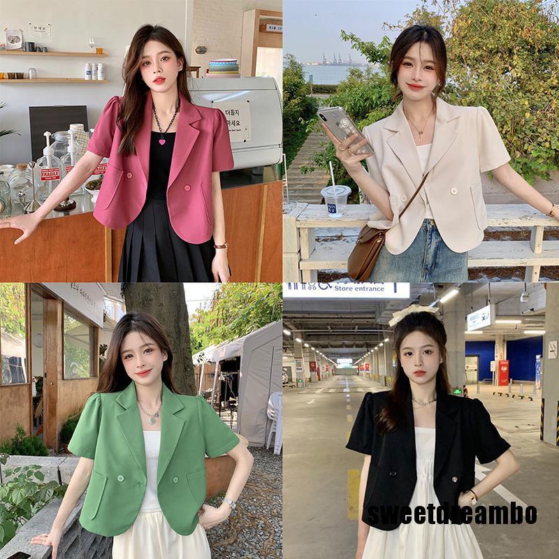 Áo Khoác Blazer Dáng Ngắn Cài Khuy Kiểu Pháp Thời Trang Xuân Hè 2023 Cho Bạn Gái