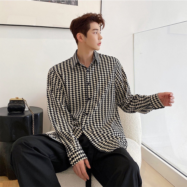 Sơ Mi Dài Tay Chất Liệu Lụa Hàn Dành Cho Nam, Phong Cách Trẻ Trung Năng Động