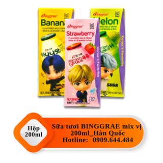 1 hộp sữa tươi tiệt trùng binggrae 200ml - sữa tươi trái cây nhập khẩu hàn quốc