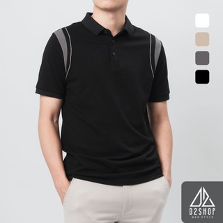 Áo thun polo nam D2shop, áo thun cổ bẻ nam phối viền vải chỉ nổi, màu trắng, đen, xám, rêu xám