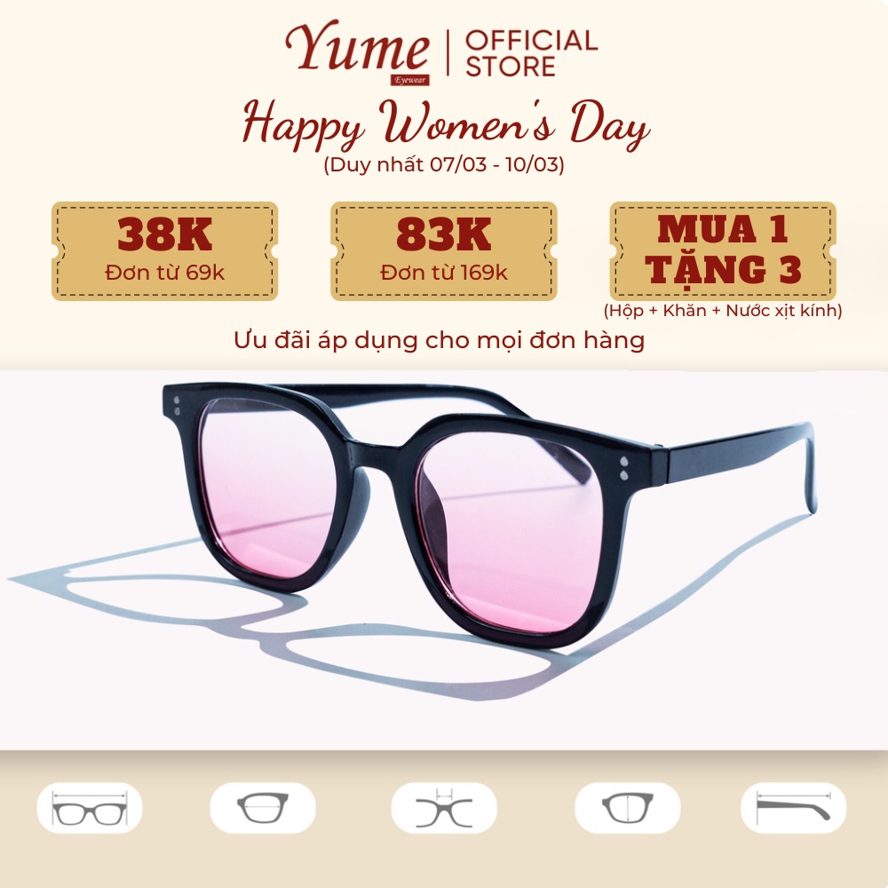 Kính giả cận thời trang unisex YUME eyewear dáng vuông to chất liệu nhựa Hàn Quốc dày dặn chống tia UV 019