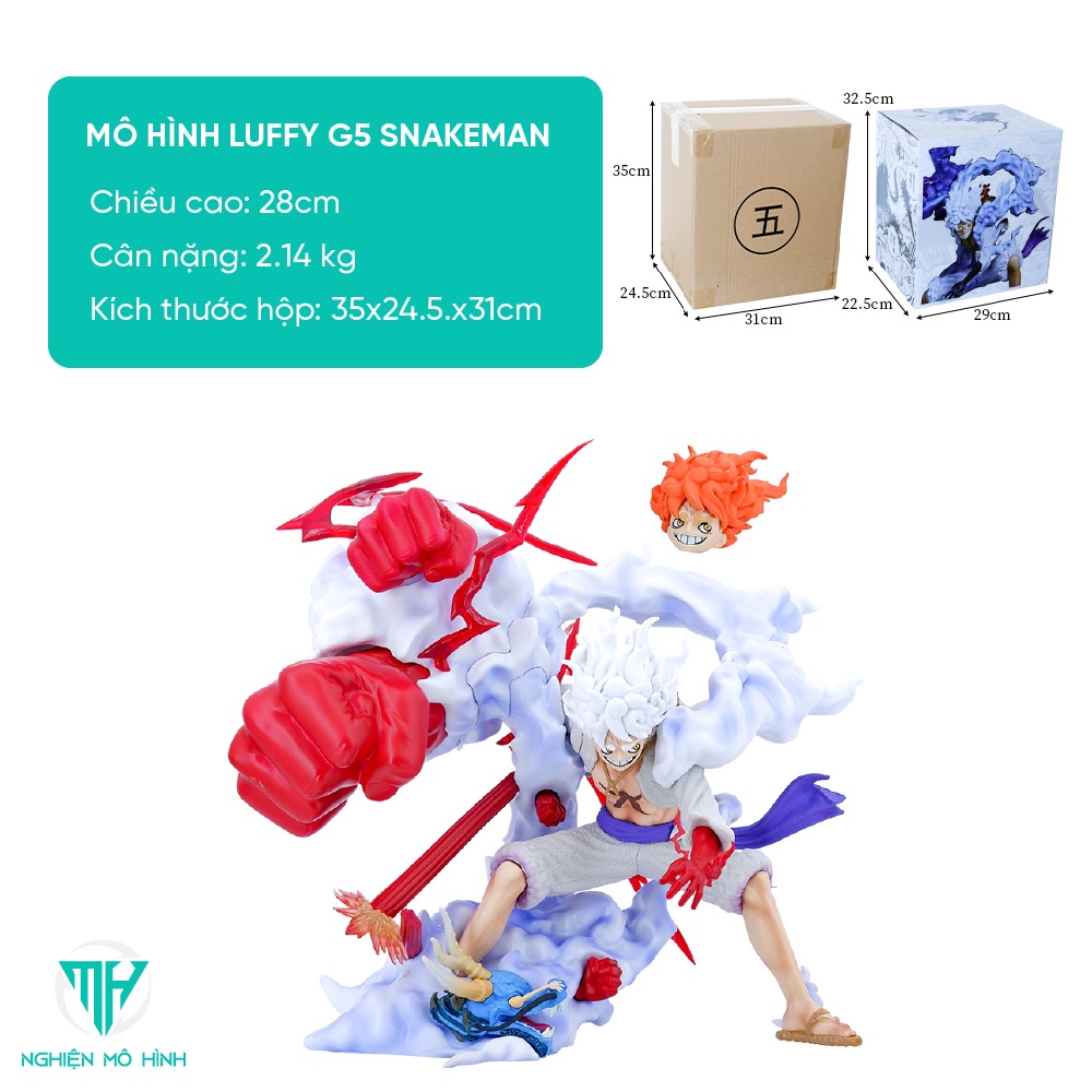 Mô hình One Piece - Figure Luffy Gear 5 vs Kaido bản đẹp có 2 đầu thay thế full BOX