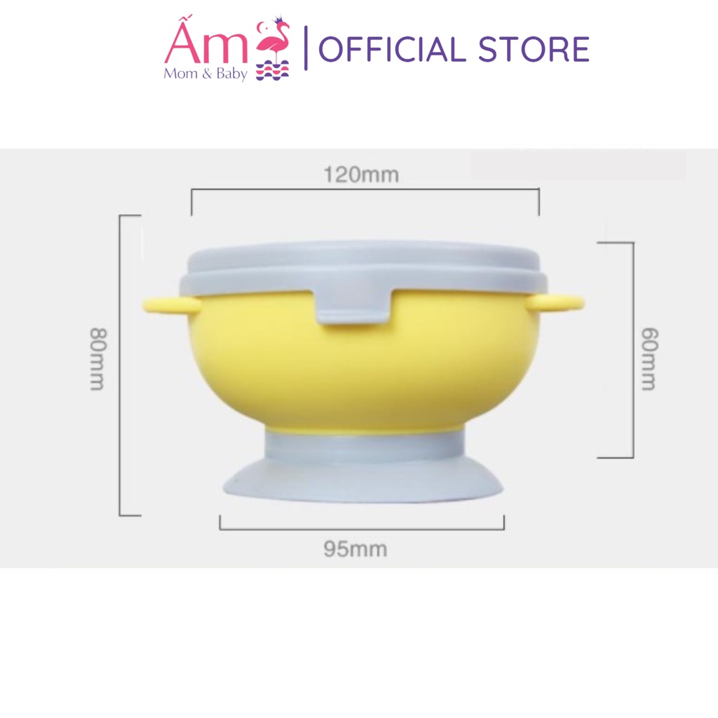 Chén/Bát Ăn Dặm Đế Hít Chống Đổ Ấm Baby Lõi Inox An Toàn Tiện Lợi Cho Bé Ấm Gift Decor