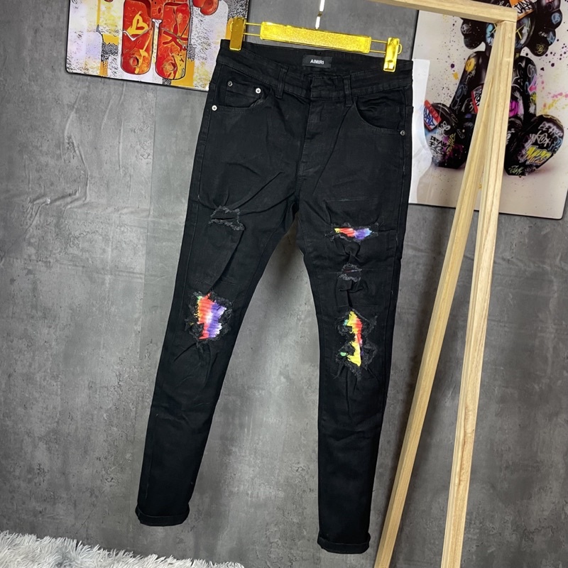 Quần jean nam vá 7 màu HOT TREND , quần rách gối vá nhăn