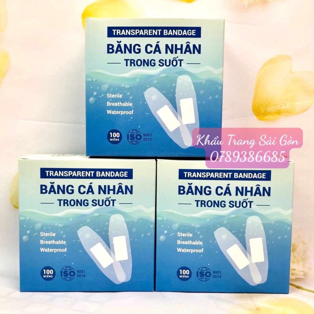 BĂNG CÁ NHÂN TRONG SUỐT chăm sóc vết thương 100 miếng LIWORLDCO