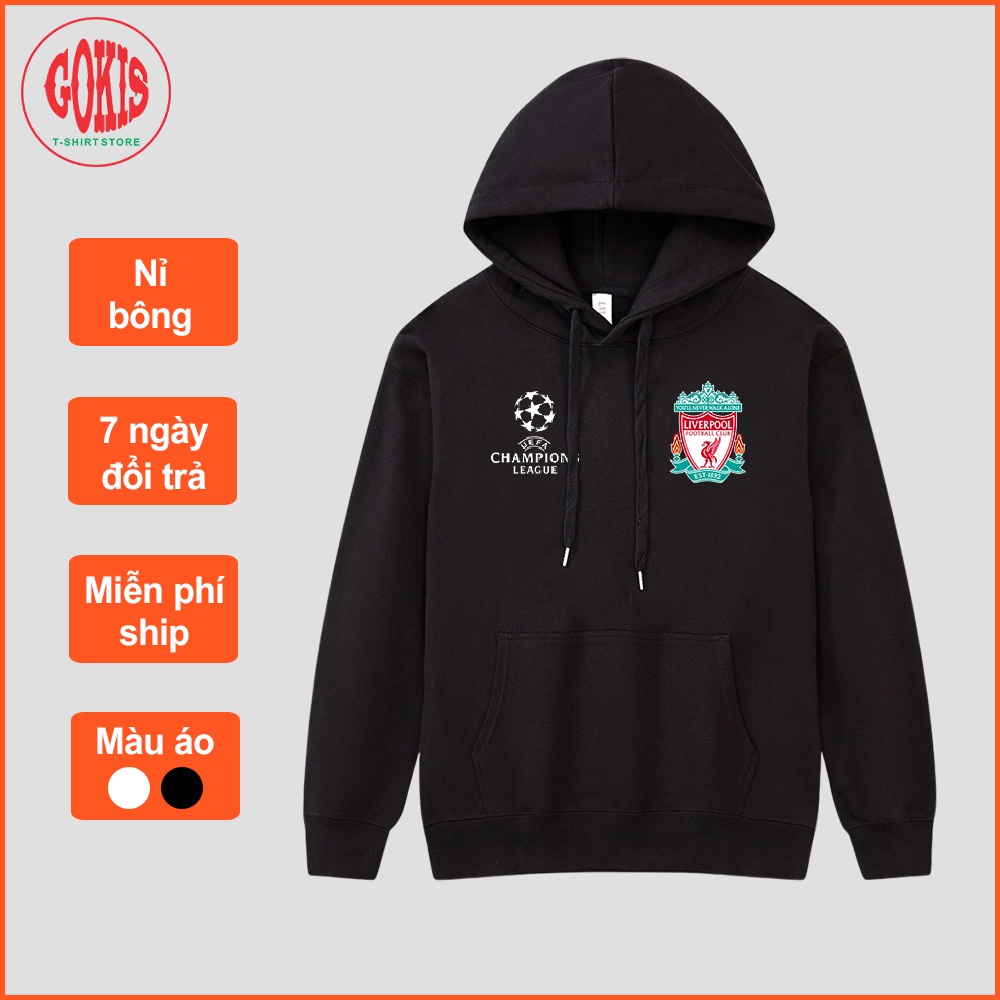 Áo hoodie Liverpool vải nỉ bông form rộng - Áo khoác nỉ có mũ nam nữ in logo - Gokis shop