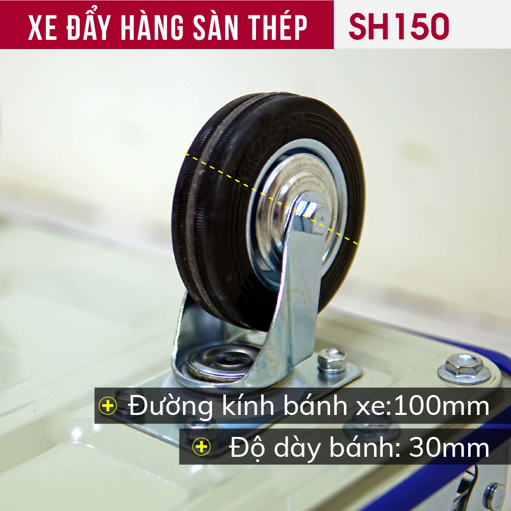 Xe đẩy hàng sàn thép 4 bánh FUJIHOME SH300, tải trọng 200kg - Công nghệ Nhật Bản, xuất xứ chính hãng - Bảo hành 12 tháng