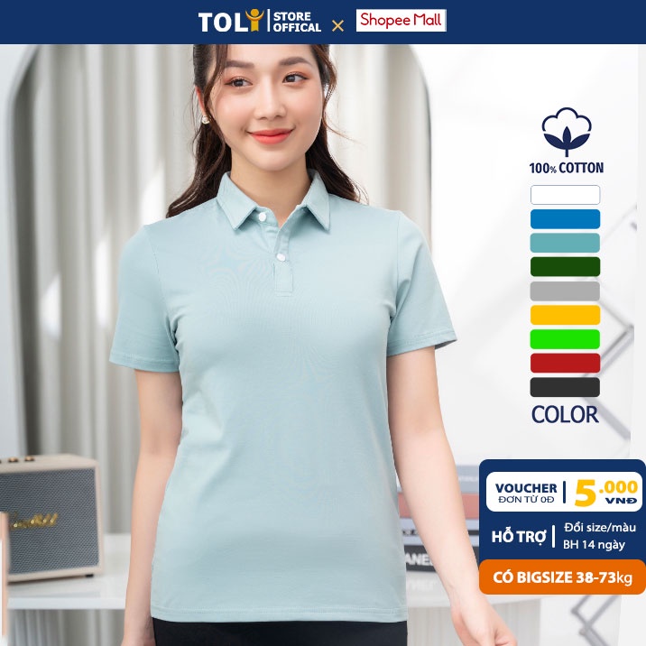Áo Thun polo nữ TOLI có cổ sơ mi, dáng ôm nhẹ, vải Cotton mềm mịn,chính hãng cao cấp [TF27]
