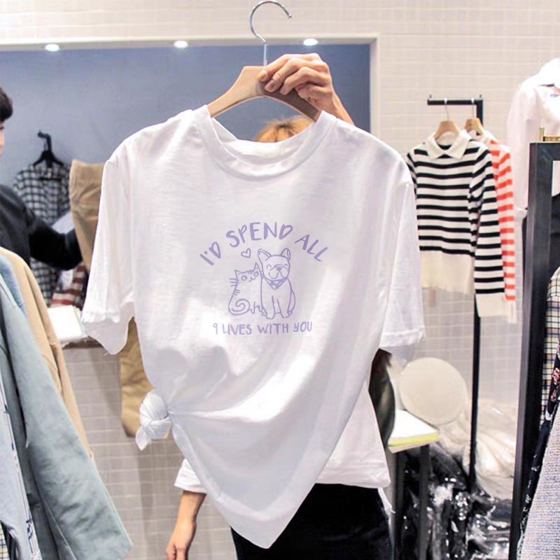 Áo thun xược trắng in hình trẻ trung, áo thun nữ chất cotton xược mặc hè mát thoãi mái