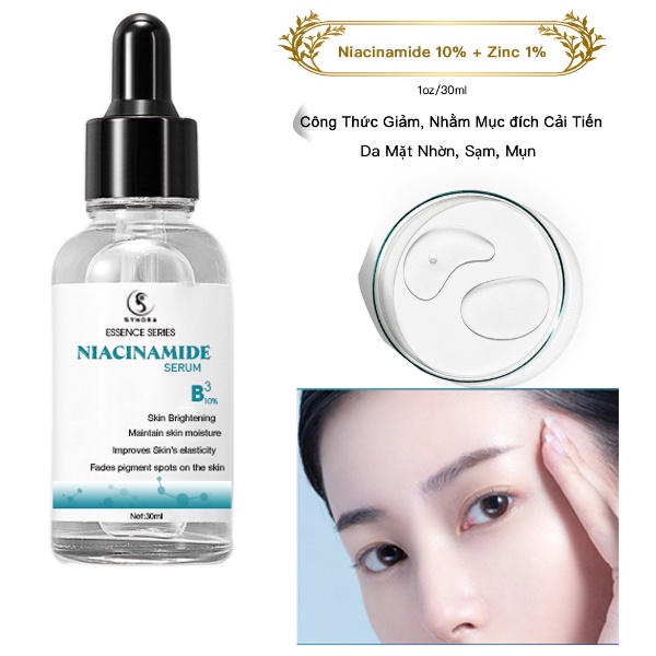 Tinh chất Serum Niacinamide 10% + Zinc 1% giảm mụn, thu nhỏ lỗ chân lông 30ml