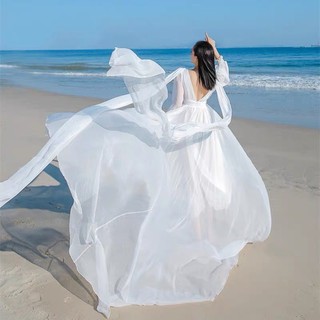 Đầm maxi trắng tà dài chụp hình siêu ảo mới nhất