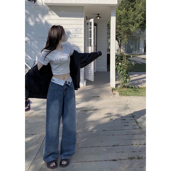 Varvet Quần Jeans Siêu Dài Trễ Hông Khoe Body Cá Tính Ống Rộng Phong Các Thời Trang