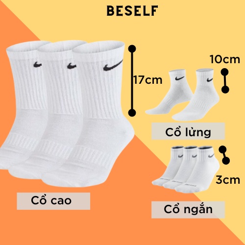 Vớ nike nam nữ tất cổ cao lửng ngắn hàng dệt kim phong cách thể thao hàn quốc - beself