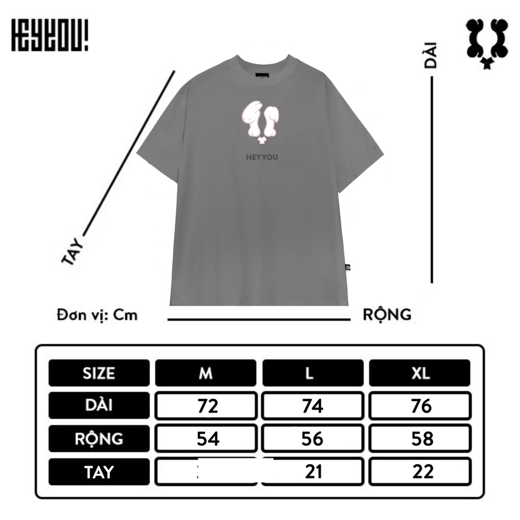 Áo thun Heyyou! Logo Version Bunny Gray