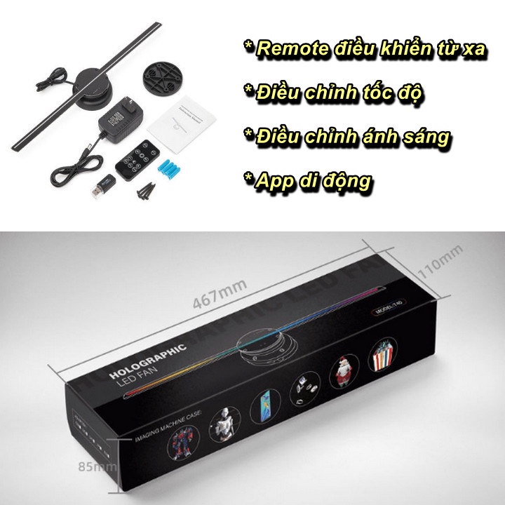 Quạt Quảng Cáo 3D Hologram WIFI APP Remote LEDTECH HD - Home and Garden