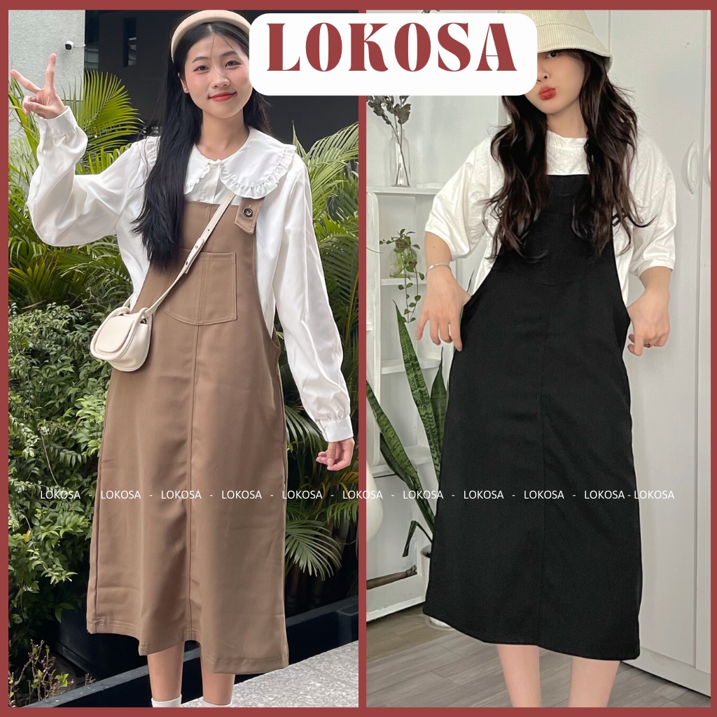 Yếm Váy Nữ Dáng Dài LOKOSA Váy Yếm Phong Cách Hàn Quốc Ulzzang tiểu thư QD007