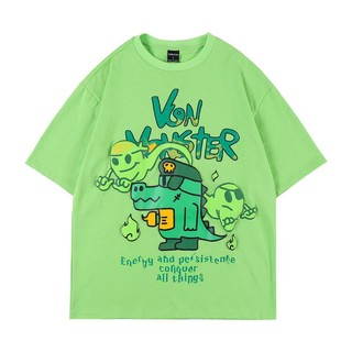 Jiashucheng Áo Thun Cotton Ngắn Tay Màu Xanh Lá Dạ Quang Phong Cách Retro Mùa Hè Cho Nữ