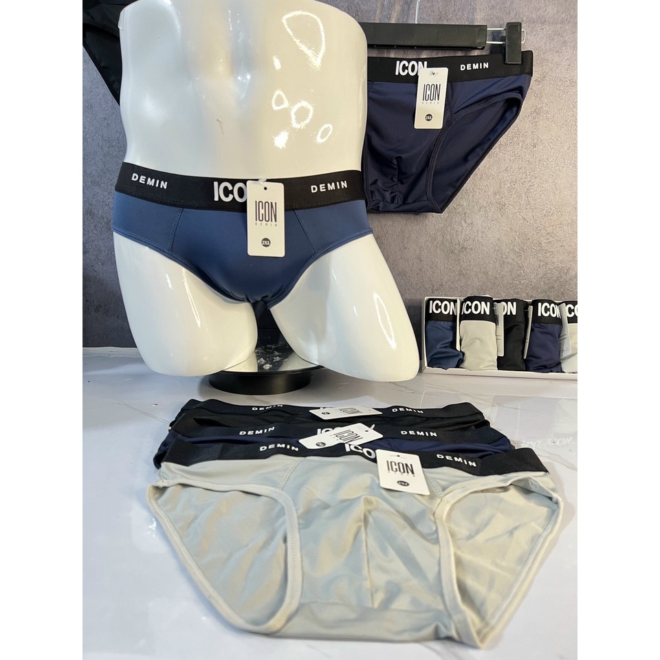 Hộp 4 quần lót nam ICON, quần sịp chéo cao cấp, cotton mềm mịn, co giãn 4 chiều thoáng mát.