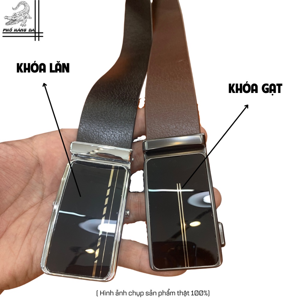 Thắt Lưng Nam Da Bò Thật Màu Đen Nâu QK-6T4 Khóa Gạt Khóa Lăn Sang Trọng Tinh Tế Nam Tính