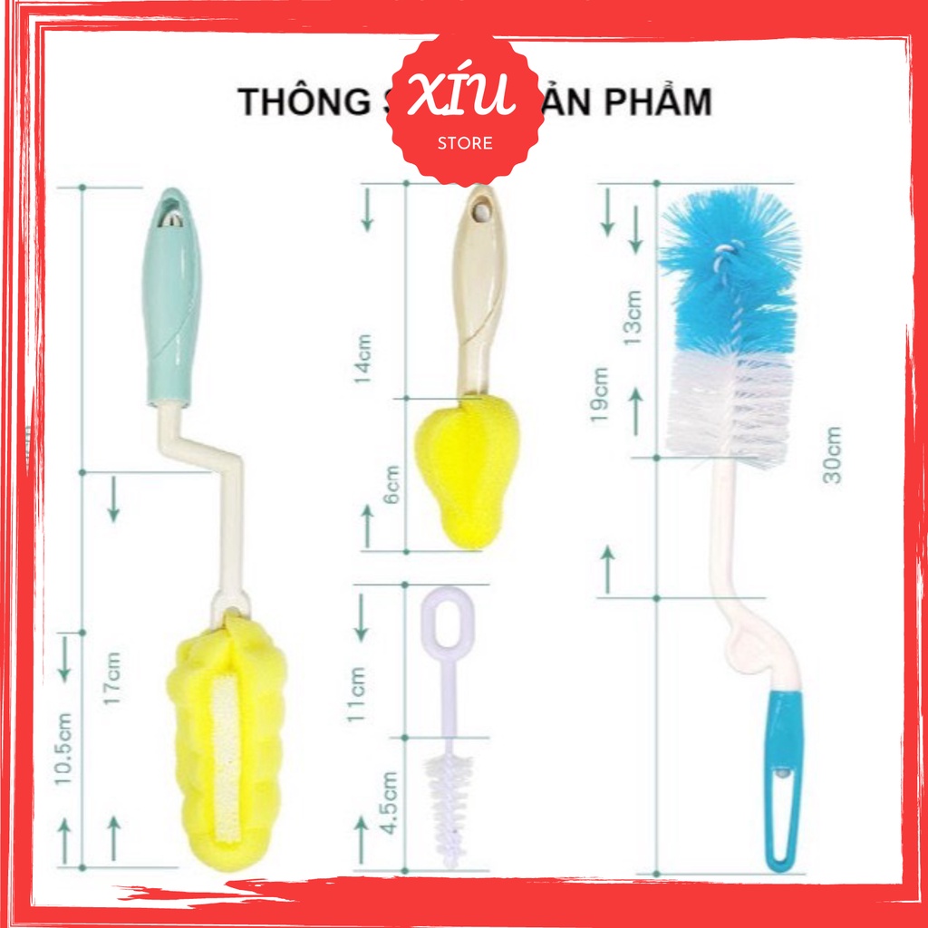 Cọ bình sữa kichi, Cọ mút Rửa Bình Sữa,núm vú Kichi không làm xước bình