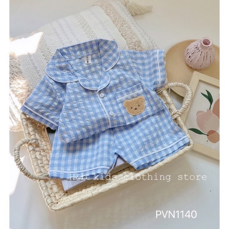 Pijama Cho Bé  GIN KIDS STORE Bộ Cộc Tay Pijama Cho Bé Cho Bé Trai,Bé Gái, Chất Liệu Pima, đũi, xốp, 10-22kg