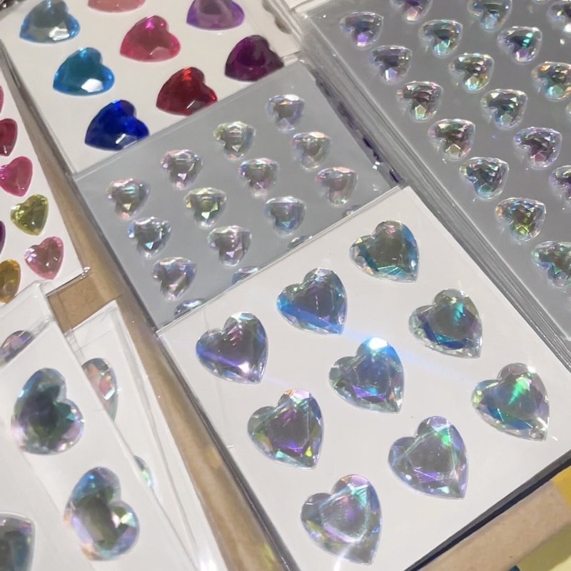 Miếng sticker hình dán đa năng Y2K hình gems trái tim đáng yêu A002