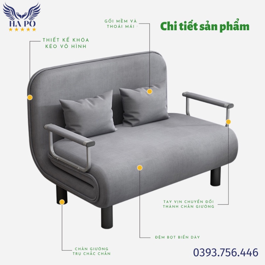 Sofa Giường HP66 Đa Năng Gấp Gọn, Sofa Bed Thông Minh 2 Trong 1 Giúp Tiết Kiệm Không Gian Chính Hãng Hapo | BigBuy360 - bigbuy360.vn