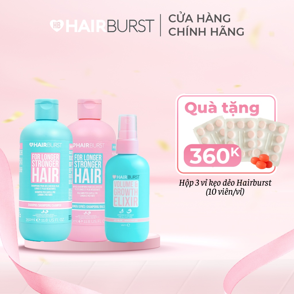 Combo Gội Xả + Xịt Dưỡng Chăm sóc Mọc Tóc Hairburst 350ml/chai + 125ml