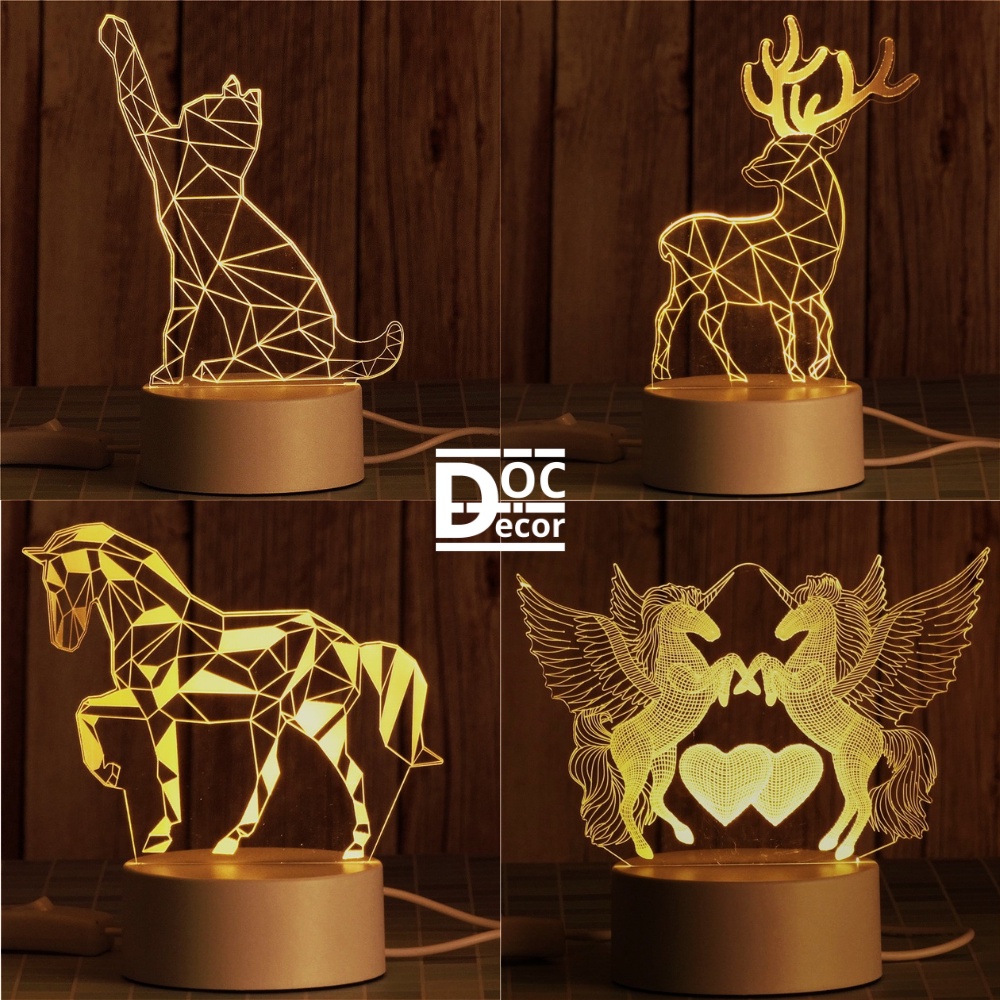 Đèn ngủ 3D bền đẹp ánh sáng ấm áp, Đèn led decor, Quà tặng độc đáo