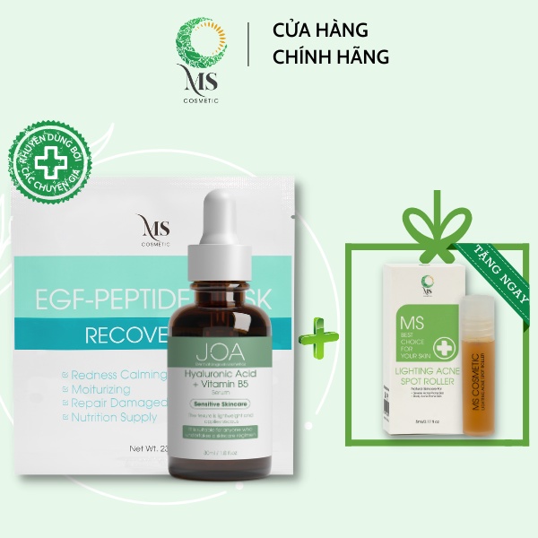 Combo Serum Phục Hồi Da, Chống Lão Hóa Hyaluronic Acid + Vitamin B5 30ml + Nạ Thạch MS (Tặng 1 Thanh Lăn Mụn)
