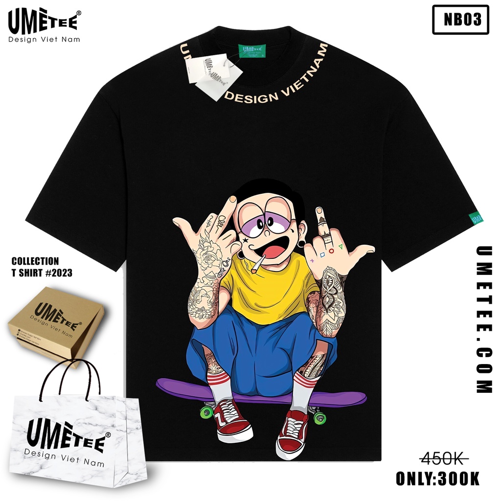 Áo thun tay lỡ unisex in hình Nobita Doaremon Umetee cotton form rộng oversize phong cách đường phố