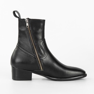 [DORIS] Giày Zip Lukas Boot mũi nhọn da bò đế phíp gỗ