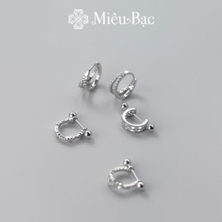 Khuyên vành tai bạc chốt vặn cá tính đeo helix flat Miêu Bạc bông tai nữ chất liệu bạc 925 phụ kiện trang sức MB22