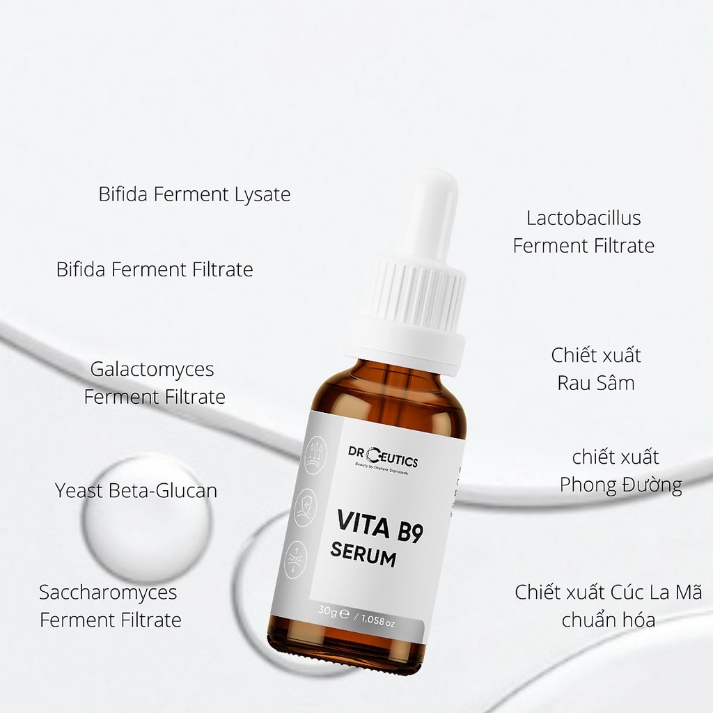 Tinh Chất Hỗ Trợ Quá Trình Phục Hồi Và Cấp Ẩm Cho Da DrCeutics Vita B9 Serum 30g