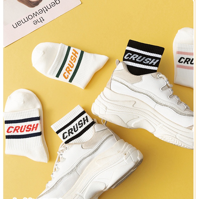 Tất Vớ Nam Nữ Cổ Trung Crush Chất Mỏng Mát  Phong Cách Cá Tính Phối Giày Sneaker Cực Chất