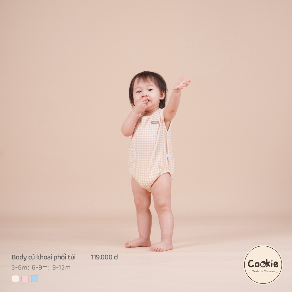 [COOKIE] Body caro củ khoai phối túi cho bé size 3-6m & 6-9m & 9-12m